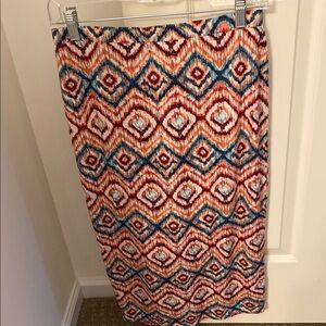 Matty M Blue and Pink Midi Pencil Skirt Resort Wear